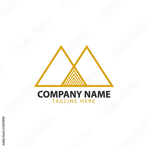 letter "M" formed by two overlapping triangles, creating a mountain and wealth. The use of gold evokes luxury, sophistication, and success, making it suitable for businesses in high-end industries