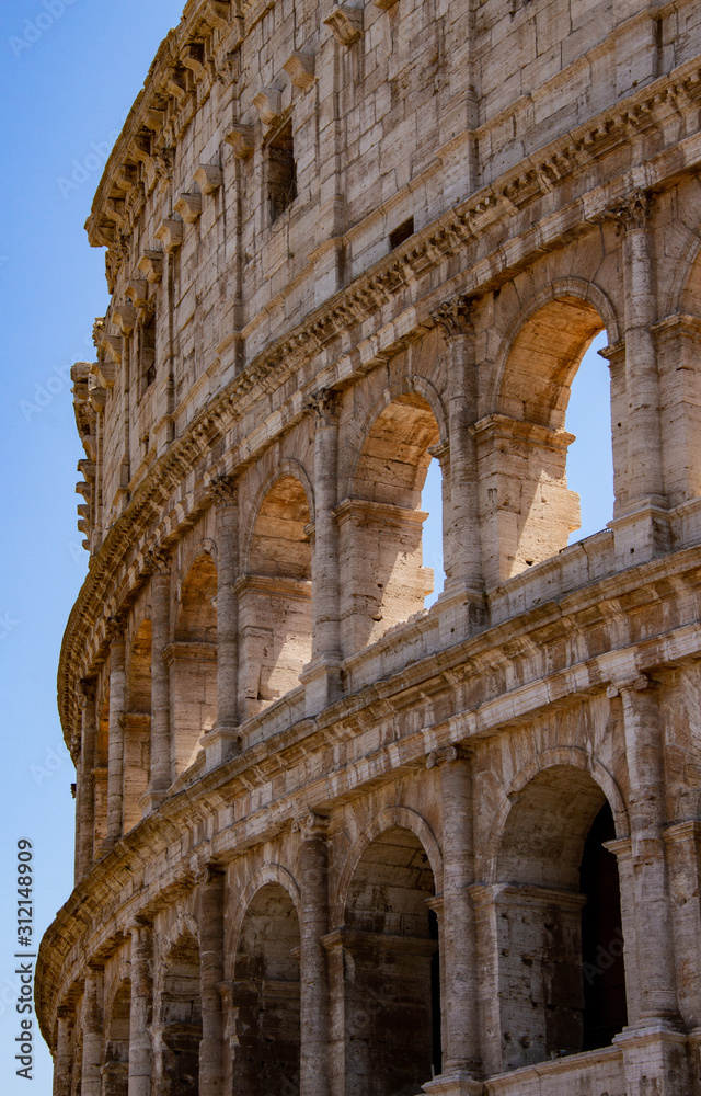 Close-up view of the Rome Colosseum 
