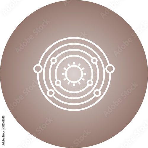 Unique Planet Orbitting Sun Vector Line Icon