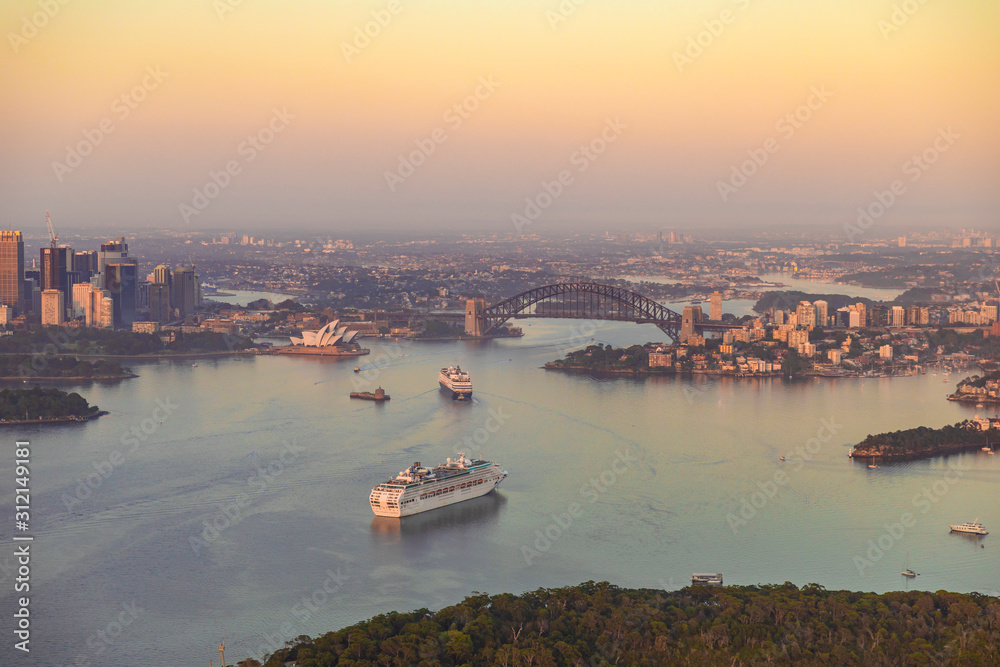 Naklejka premium Ocean Cruise ship in Sydney Harbour