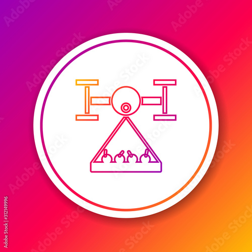 Color line Smart farm with drone control collects harvest icon isolated on color background. Innovation technology for agricultural company. Circle white button. Vector Illustration