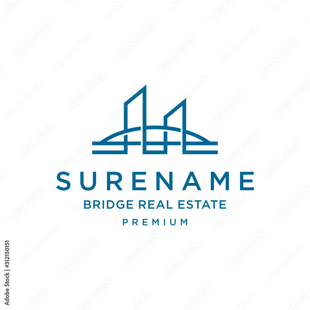 Bridge and real estate logo design vector illustration icon custom logo design