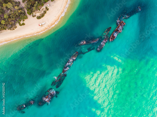 Tangalooma Shipwrecks off Moreton island, Queensland Australia photo