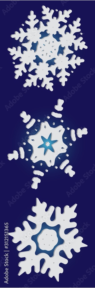 Cute snowflake with shadow on blue background. Cute snowflake with shadow on blue background.