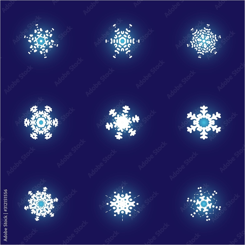 Cute snowflake with shadow on blue background. Cute snowflake with shadow on blue background.