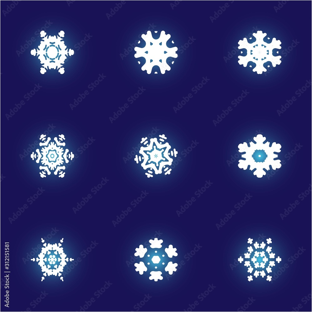 Cute snowflake with shadow on blue background. Cute snowflake with shadow on blue background.