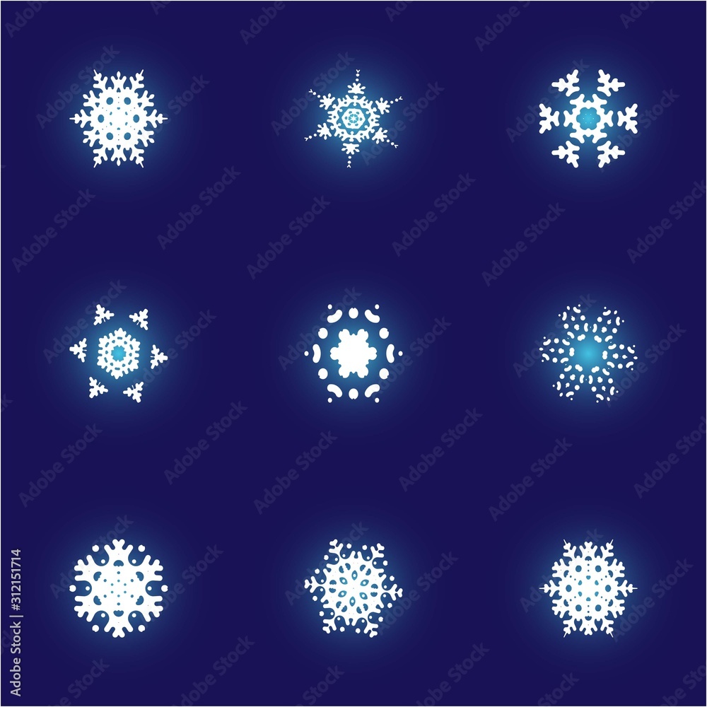 Cute snowflake with shadow on blue background. Cute snowflake with shadow on blue background.