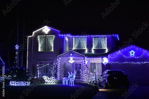 house decorated in Christmas lights