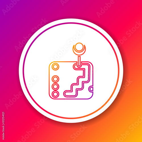 Color line Gear shifter icon isolated on color background. Transmission icon. Circle white button. Vector Illustration