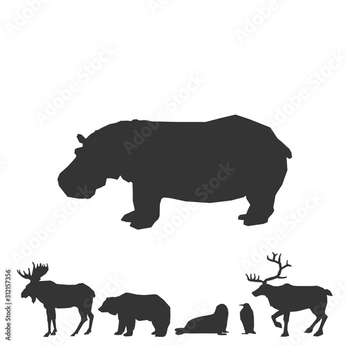 hippo icon animal vector illustration for graphic design and websites
