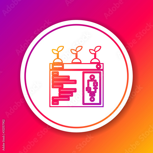 Color line Smart farming technology - farm automation system in app icon isolated on color background. Circle white button. Vector Illustration