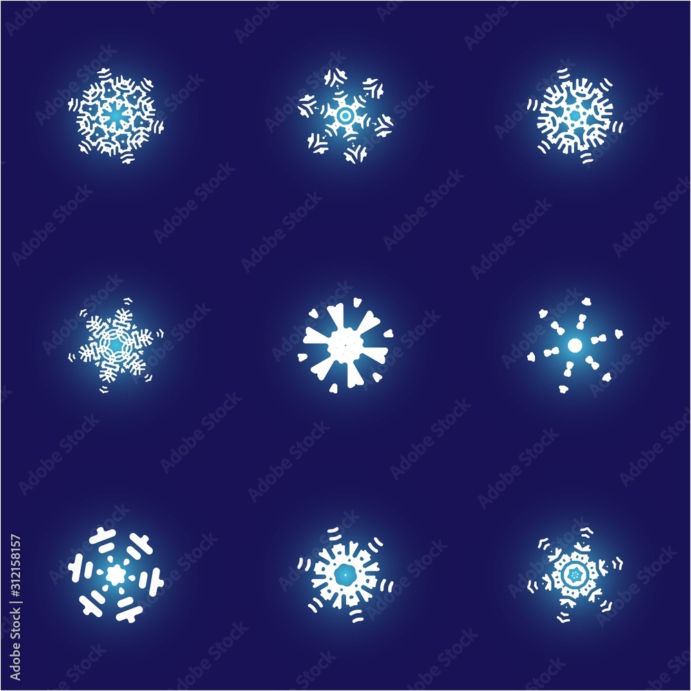 Set of christmas paper snowflakes on blue background. Set of christmas paper snowflakes on blue background.