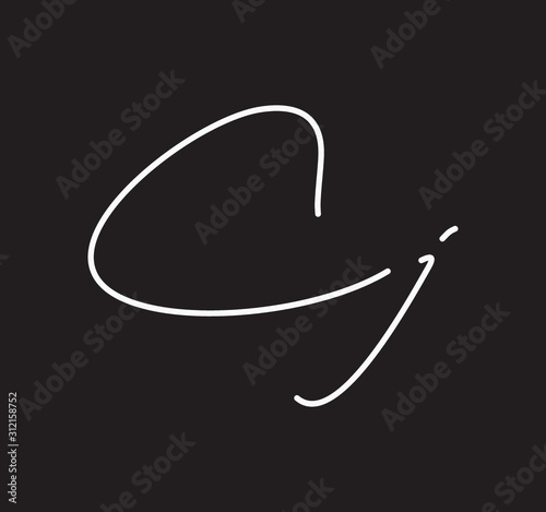 Couple Cursive Letters Initial Signature Handwriting Calligraphy