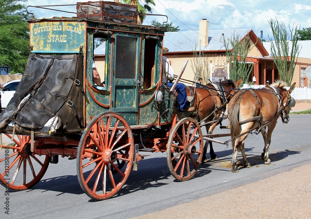 Horses and stagecoach in Tombstone