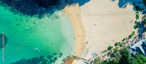 Top down aerial of Shelly Beach, Manly, Sydney