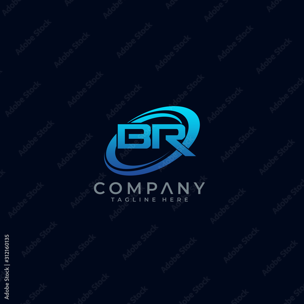 Letter BR Circle Swoosh Logo Design Vector Stock Vector | Adobe Stock