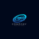 Letter BS Circle Swoosh Logo Design Vector