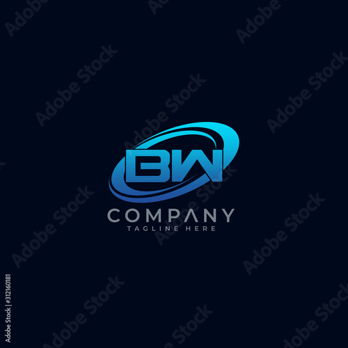 Letter BW Circle Swoosh Logo Design Vector