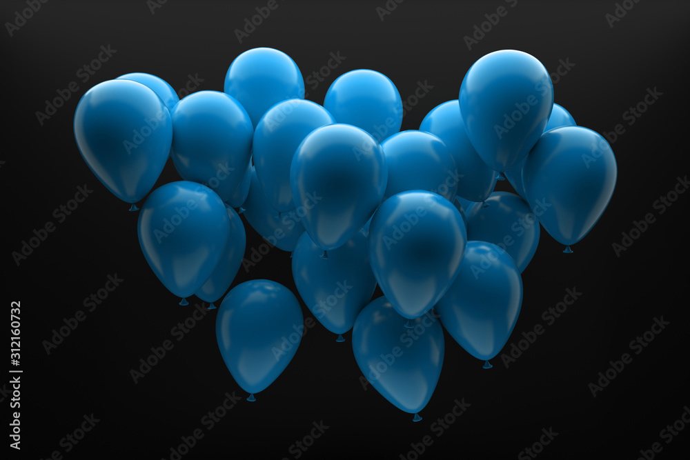 Fototapeta premium Realistic Celebrate Balloon Birthday Flying On Studio Background 