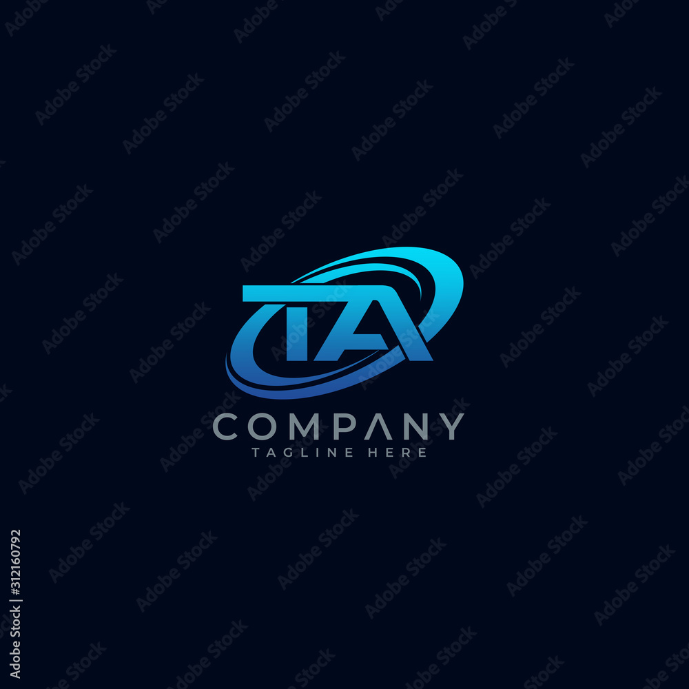 Letter TA Circle Swoosh Logo Design Vector