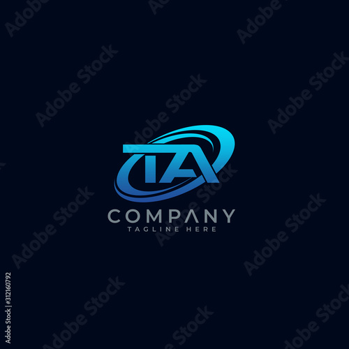 Letter TA Circle Swoosh Logo Design Vector