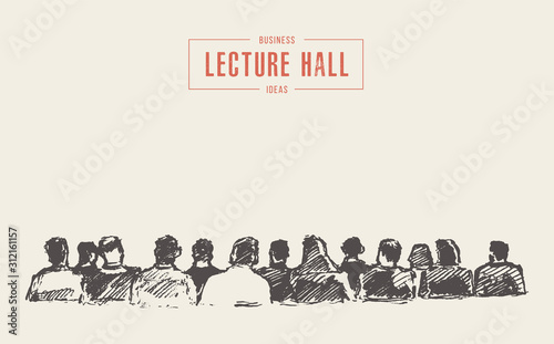 Fotografie, Obraz People sitting audience lecture hall vector sketch