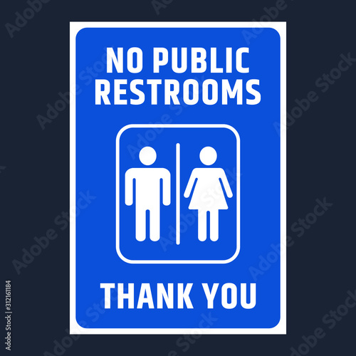 No public restrooms sign with both gender male female icons