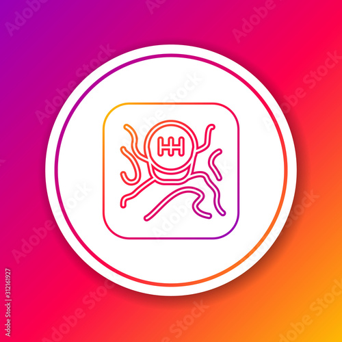 Color line Gear shifter icon isolated on color background. Transmission icon. Circle white button. Vector Illustration