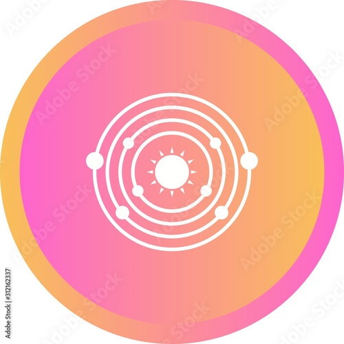 Unique Planet Orbitting Sun Vector Glyph Icon