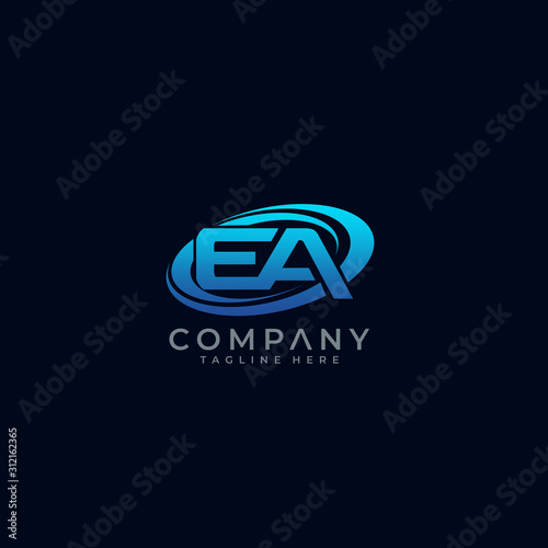 Letter EA Circle Swoosh Logo Design Vector