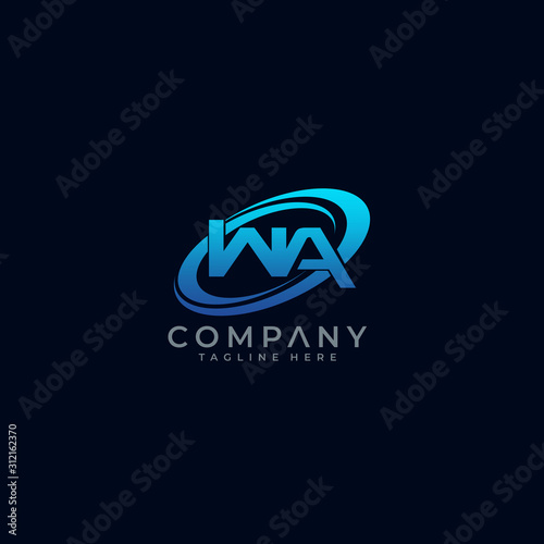 Letter WA Circle Swoosh Logo Design Vector