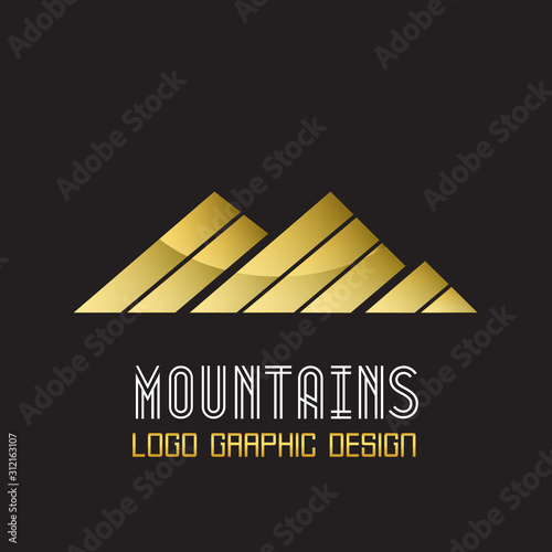 Logo mountains gold icon logotype vector image
