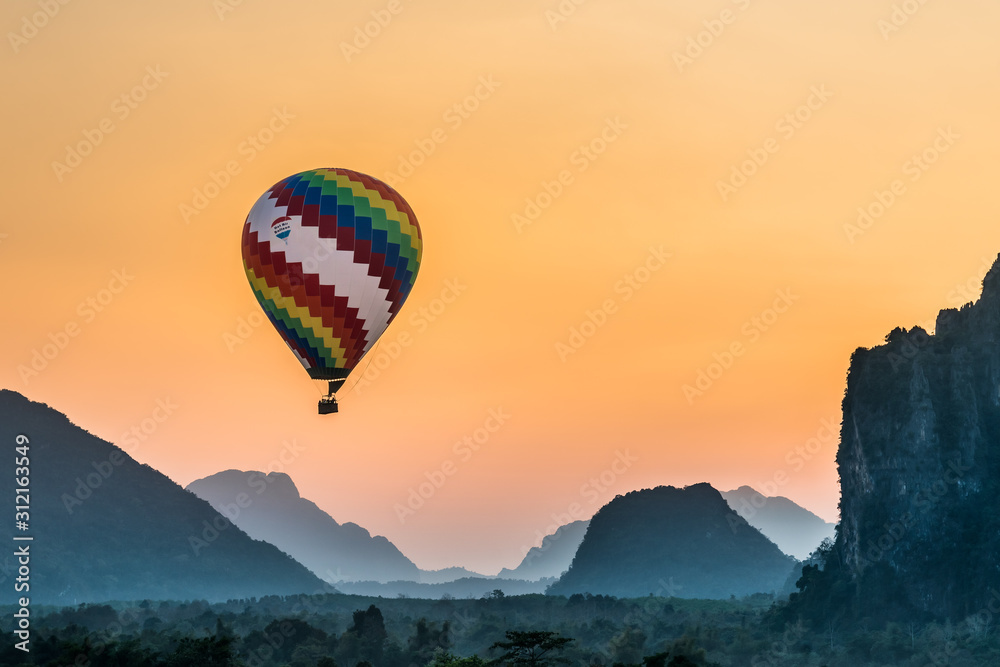 hot air balloon in the mountains Laos