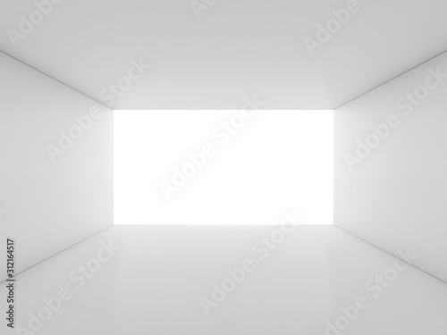 Abstract white blank contemporary interior, empty room 3d