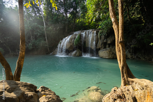 Erawan Beautiful Waterfall in Western region Kanchanaburi  Thailand Near Bangkok