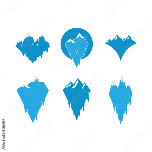 Ice mountain icon design template vector isolated