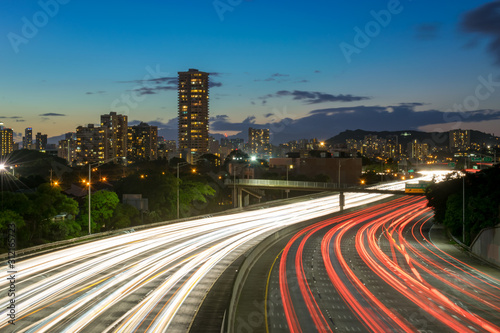 traffic in the city at night