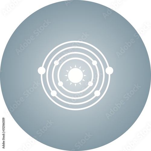Unique Planet Orbitting Sun Vector Glyph Icon
