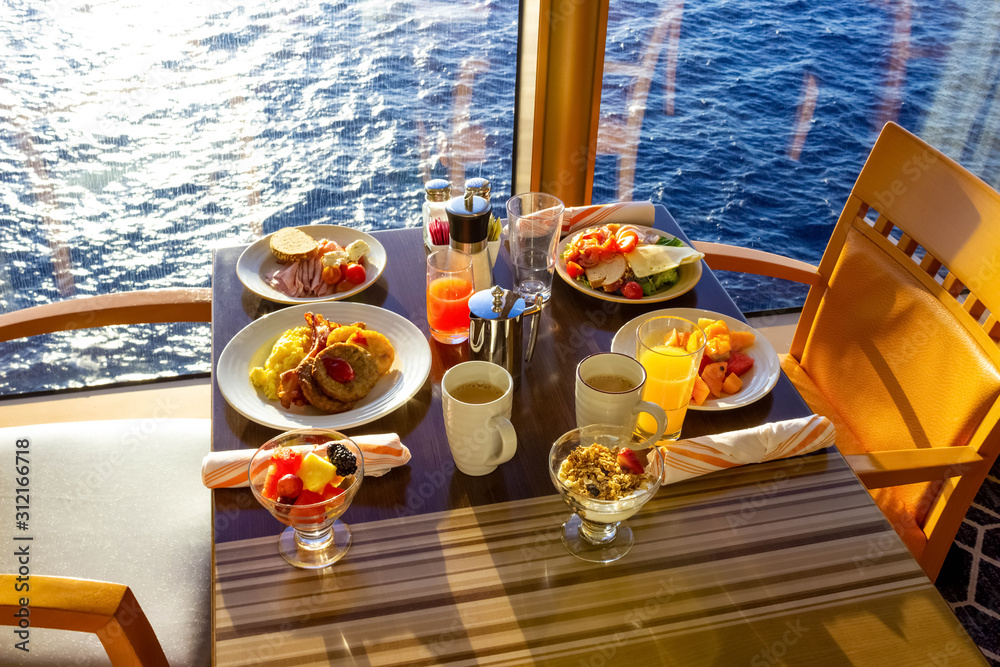 Dining Room Buffet aboard the luxury abstract cruise ship