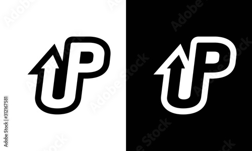 U and P letter with arrow for design vector editable