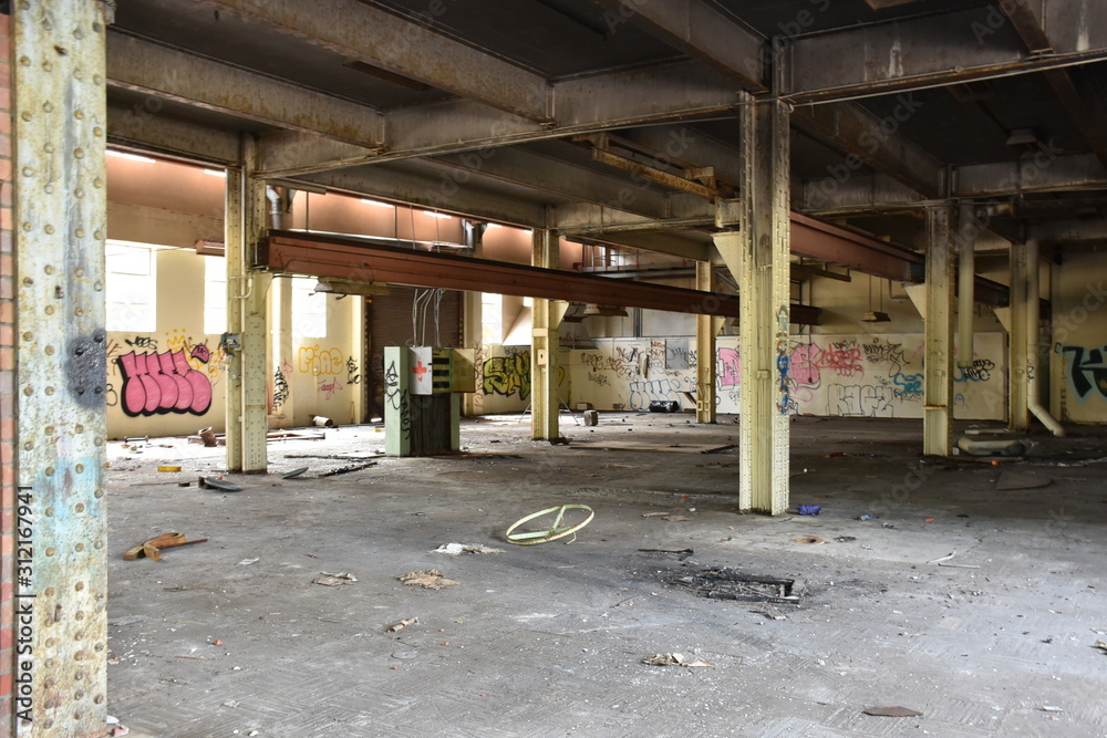 Abandoned Power Station with unsettling graffiti Abandoned Power Station with unsettling graffiti