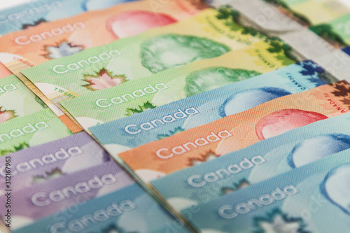 Canadian dollar banknotes or bills photo