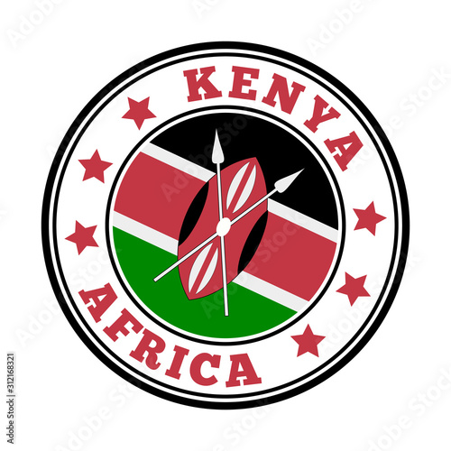 Kenya sign with flag logo. Vector illustration.