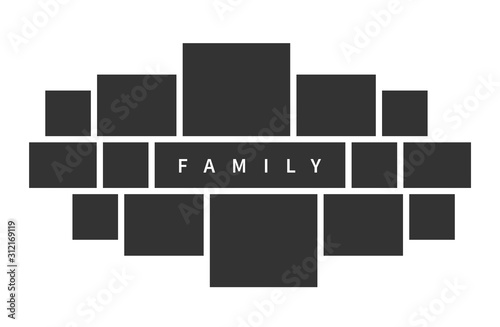 Vector collage template for photo montage. Ready photo frames composition.