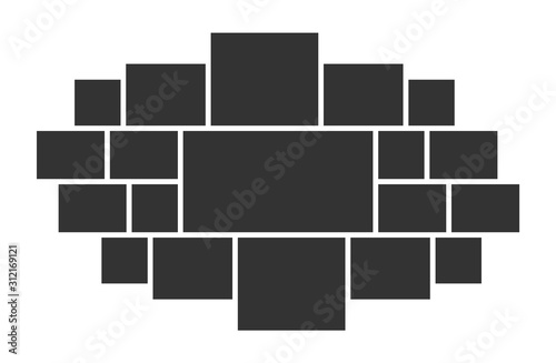 Template collage idea for wall photo gallery. Ready photo frames composition for wall design.