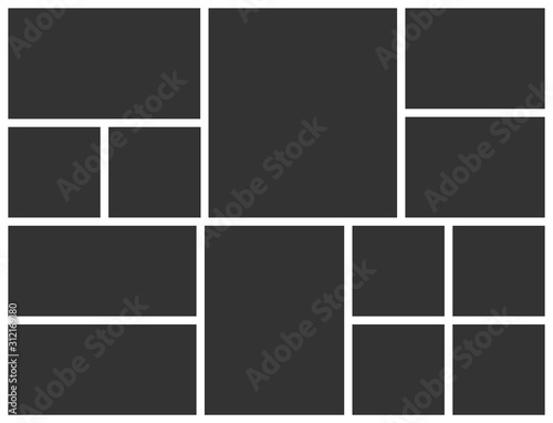 Vector collage template for photo. Empty frame layout for photo montage.