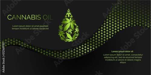  Cannabis droplet with cannabis leaves vector background.Cannabis oil illustration