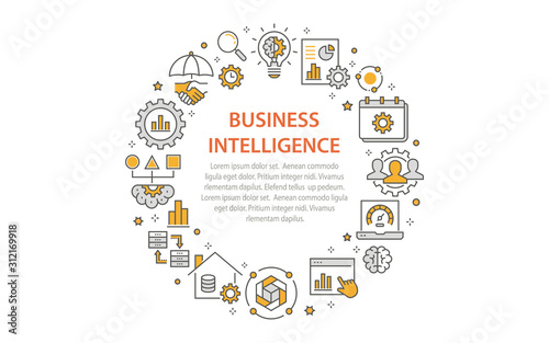 Fototapete Business intelligence circle template icons