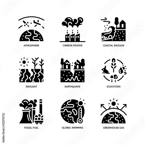 Climate Change icons set photo