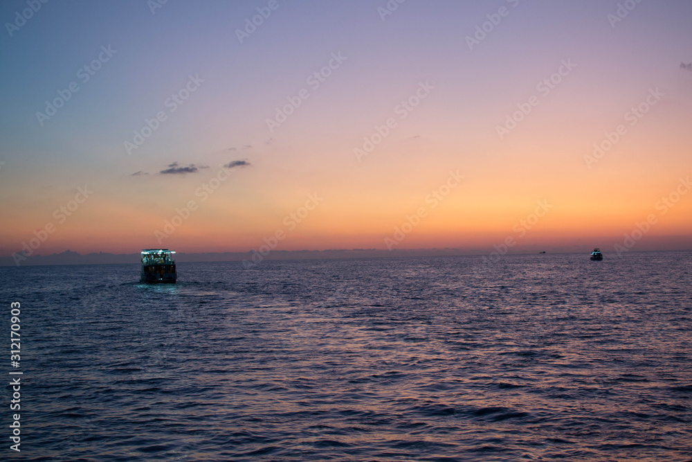 Sunset over the Black sea in Batumi